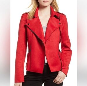 NEW Kut from the Kloth Haddie Faux Suede Moto Red jacket sz Small
